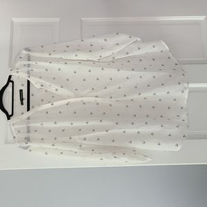 Maurices Plus Size 2 Sheer White Blouse with Black Sparrows